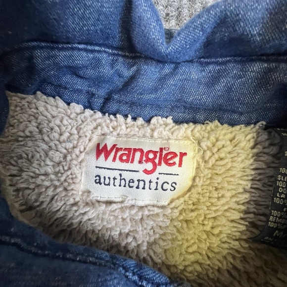 Wrangler Authentics Sherpa Lined Denim Shirt Jacket Men's Medium Blue Jean - Picture 3 of 14